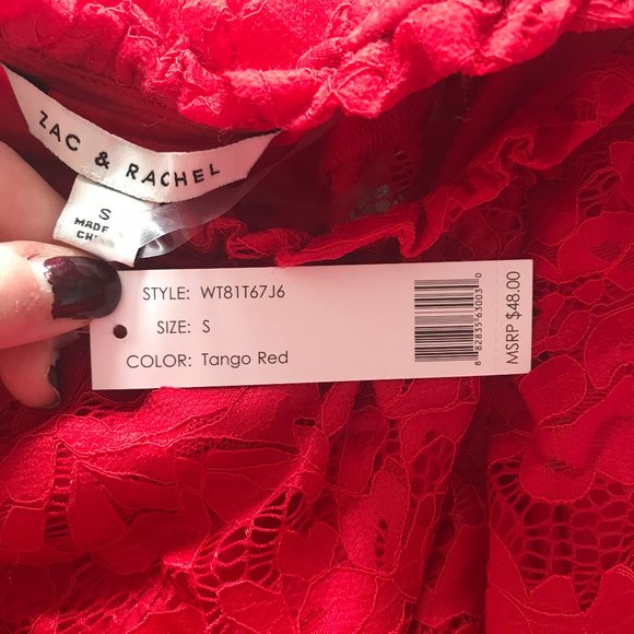 Zac & Rachel Red Lacy Blouse (NWT) - Picture 7 of 10